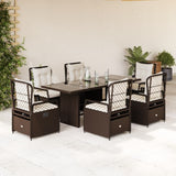 vidaXL 7-delige Tuinset met kussens poly rattan zwart
