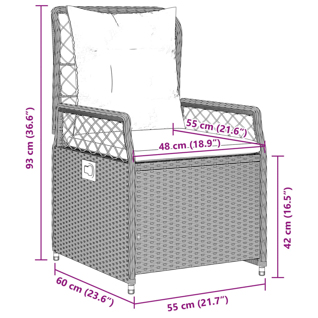 vidaXL 7-delige Tuinset met kussens poly rattan zwart
