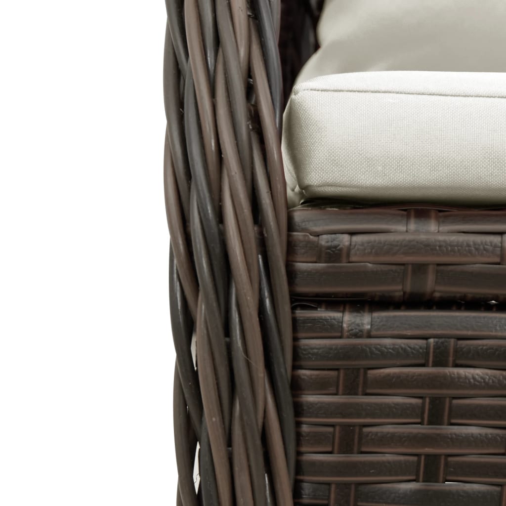 vidaXL 7-delige Tuinset met kussens poly rattan zwart