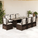 vidaXL 7-delige Tuinset met kussens poly rattan zwart