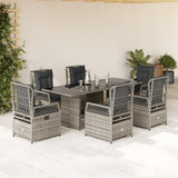 vidaXL 7-delige Tuinset met kussens poly rattan zwart