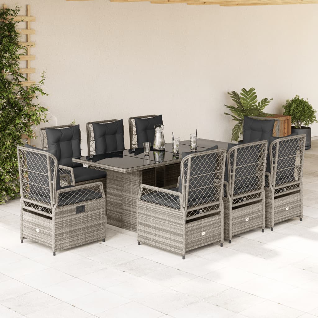 vidaXL 7-delige Tuinset met kussens poly rattan zwart
