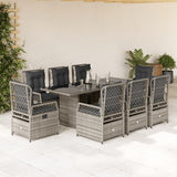 vidaXL 7-delige Tuinset met kussens poly rattan zwart