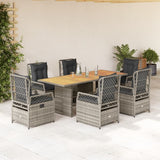 vidaXL 7-delige Tuinset met kussens poly rattan zwart