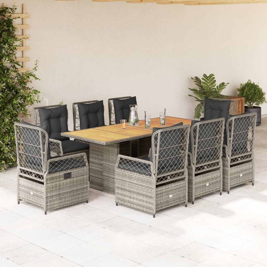vidaXL 7-delige Tuinset met kussens poly rattan zwart