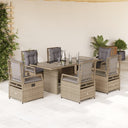 vidaXL 7-delige Tuinset met kussens poly rattan zwart