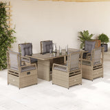 vidaXL 7-delige Tuinset met kussens poly rattan zwart