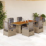vidaXL 7-delige Tuinset met kussens poly rattan zwart