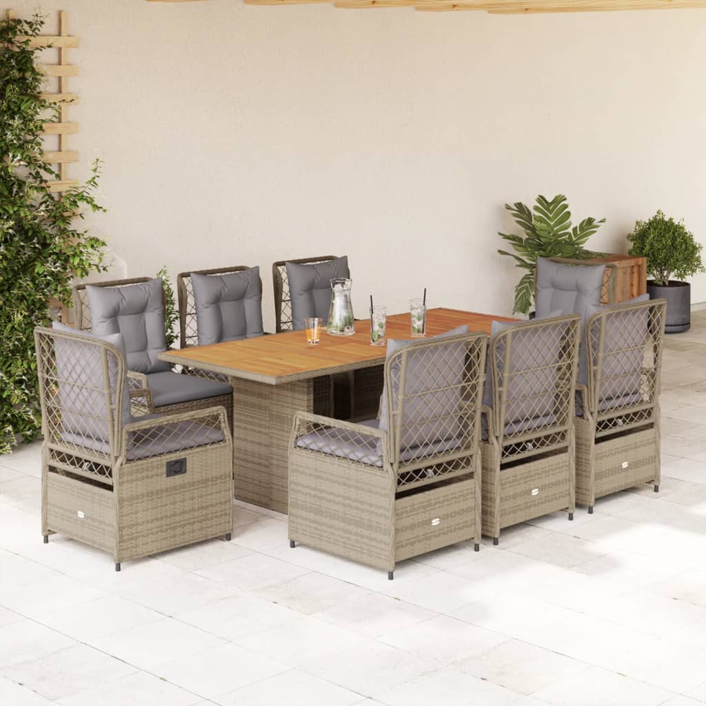 vidaXL 7-delige Tuinset met kussens poly rattan zwart
