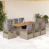 vidaXL 7-delige Tuinset met kussens poly rattan zwart
