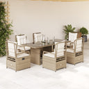 vidaXL 7-delige Tuinset met kussens poly rattan zwart