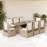 vidaXL 7-delige Tuinset met kussens poly rattan zwart