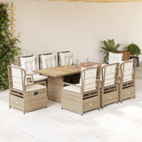 vidaXL 7-delige Tuinset met kussens poly rattan zwart