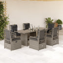 vidaXL 7-delige Tuinset met kussens poly rattan zwart