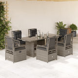 vidaXL 7-delige Tuinset met kussens poly rattan zwart