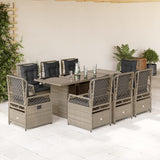 vidaXL 7-delige Tuinset met kussens poly rattan zwart