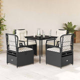 vidaXL 3-delige Tuinset met kussens poly rattan zwart