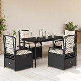vidaXL 3-delige Tuinset met kussens poly rattan zwart