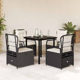 vidaXL 3-delige Tuinset met kussens poly rattan zwart