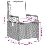 vidaXL 3-delige Tuinset met kussens poly rattan zwart