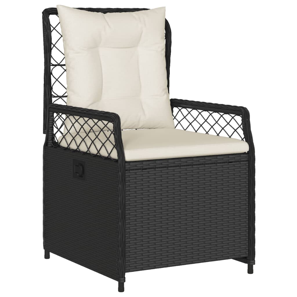 vidaXL 3-delige Tuinset met kussens poly rattan zwart