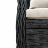 vidaXL 3-delige Tuinset met kussens poly rattan zwart