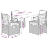 vidaXL 3-delige Tuinset met kussens poly rattan zwart