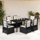 vidaXL 3-delige Tuinset met kussens poly rattan zwart