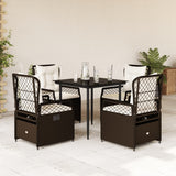 vidaXL 3-delige Tuinset met kussens poly rattan zwart