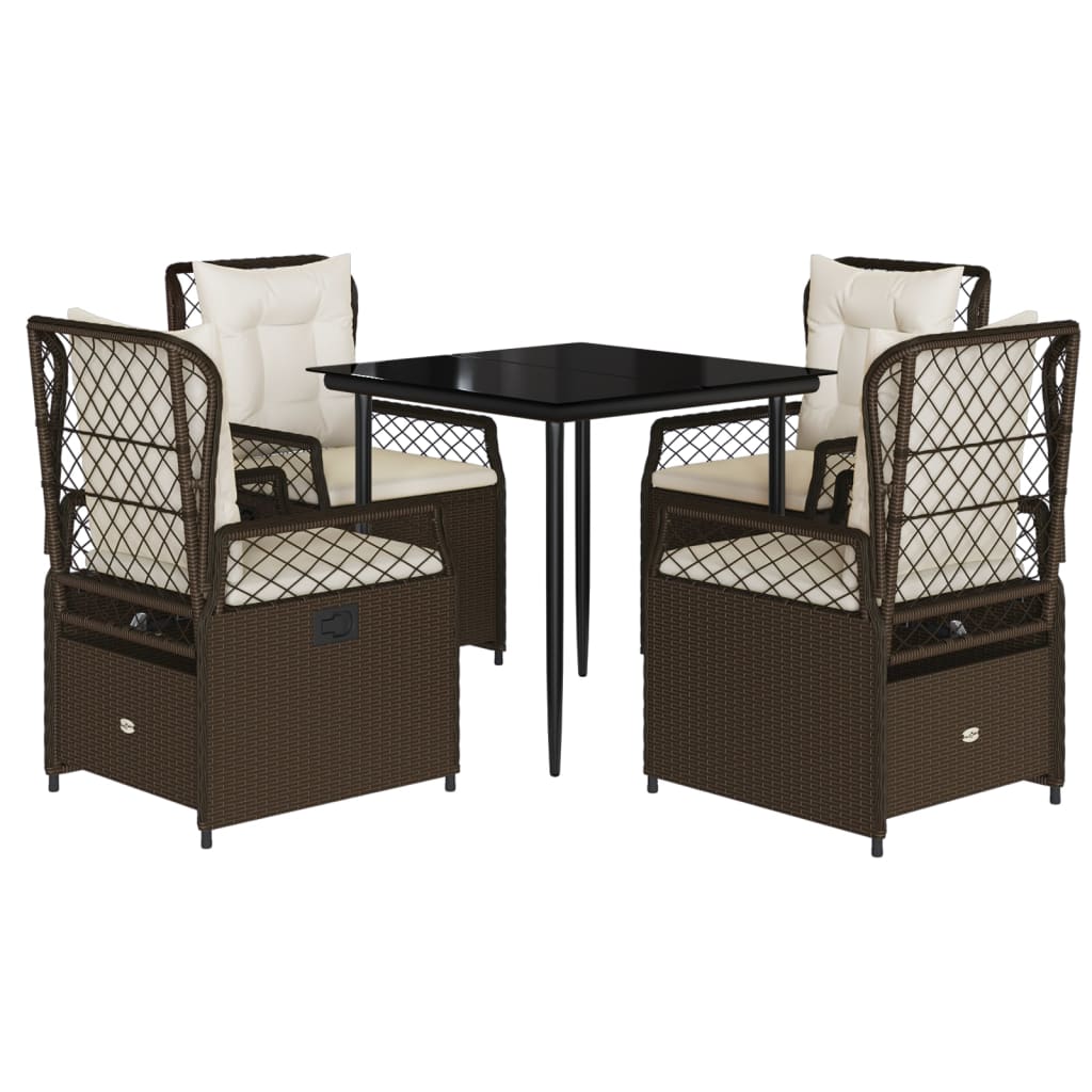 vidaXL 3-delige Tuinset met kussens poly rattan zwart