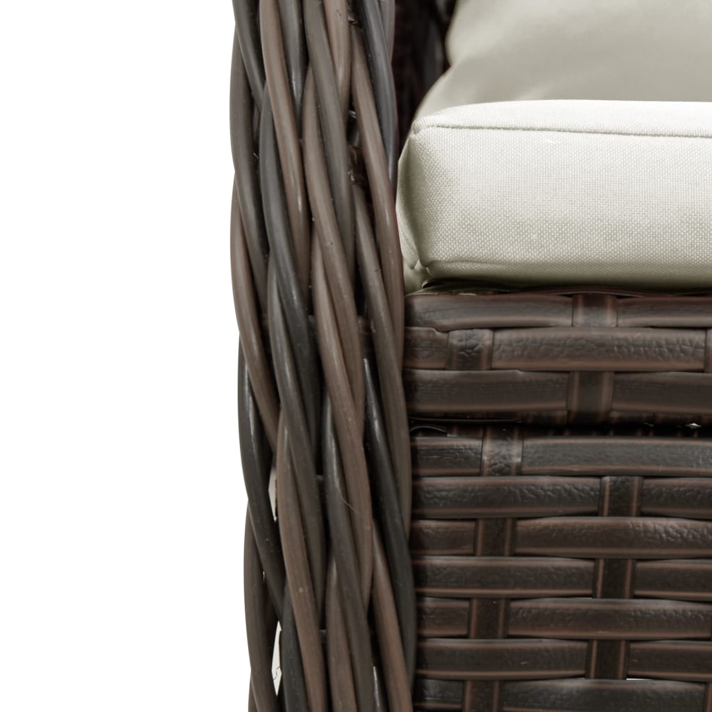 vidaXL 3-delige Tuinset met kussens poly rattan zwart