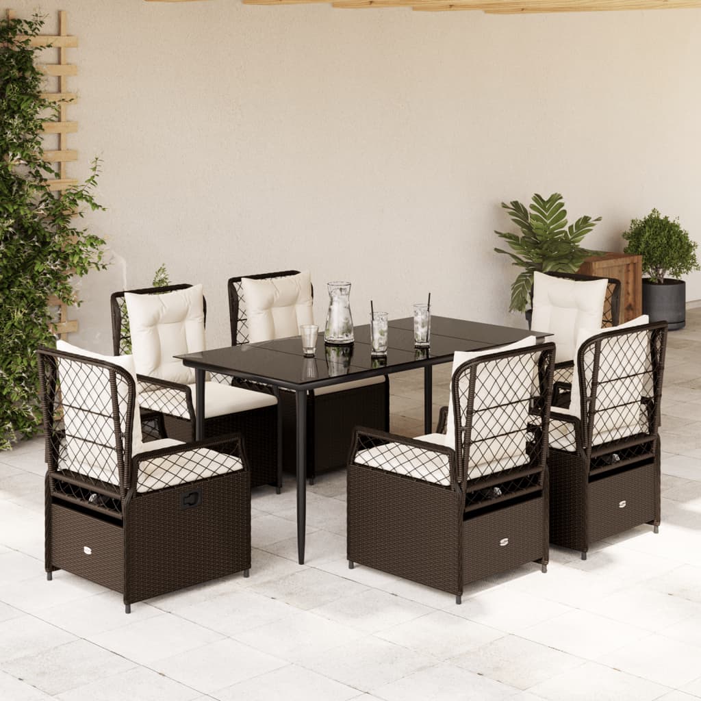 vidaXL 3-delige Tuinset met kussens poly rattan zwart