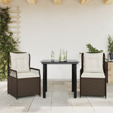 vidaXL 3-delige Tuinset met kussens poly rattan zwart