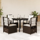 vidaXL 3-delige Tuinset met kussens poly rattan zwart