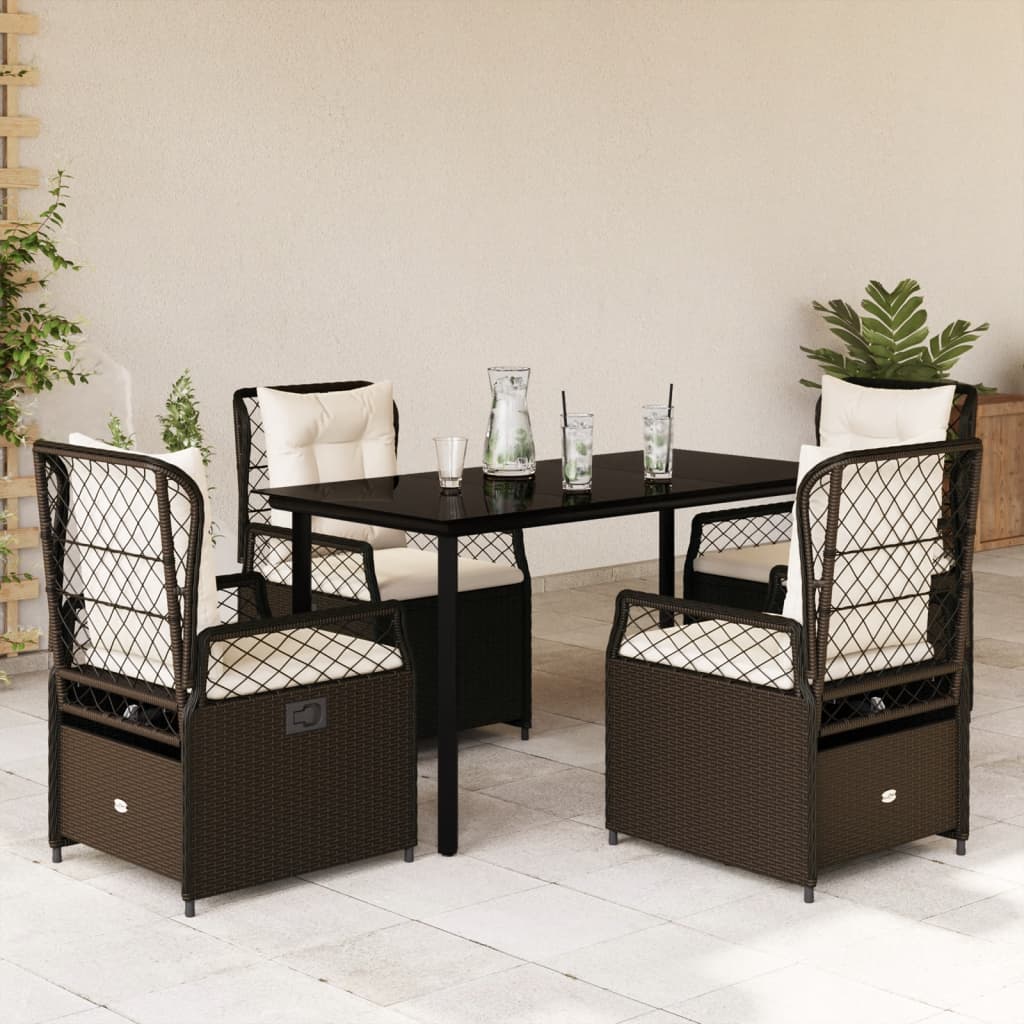 vidaXL 3-delige Tuinset met kussens poly rattan zwart