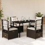 vidaXL 3-delige Tuinset met kussens poly rattan zwart