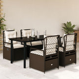 vidaXL 3-delige Tuinset met kussens poly rattan zwart