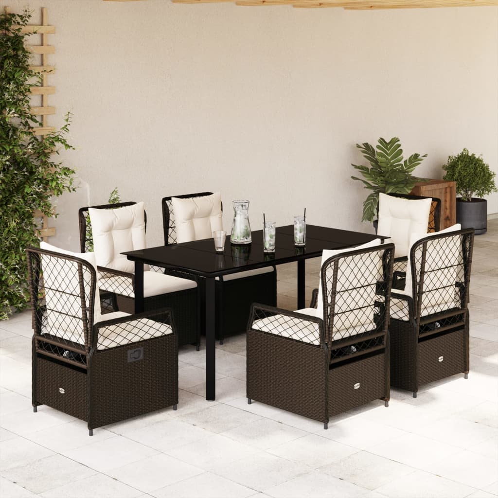 vidaXL 3-delige Tuinset met kussens poly rattan zwart