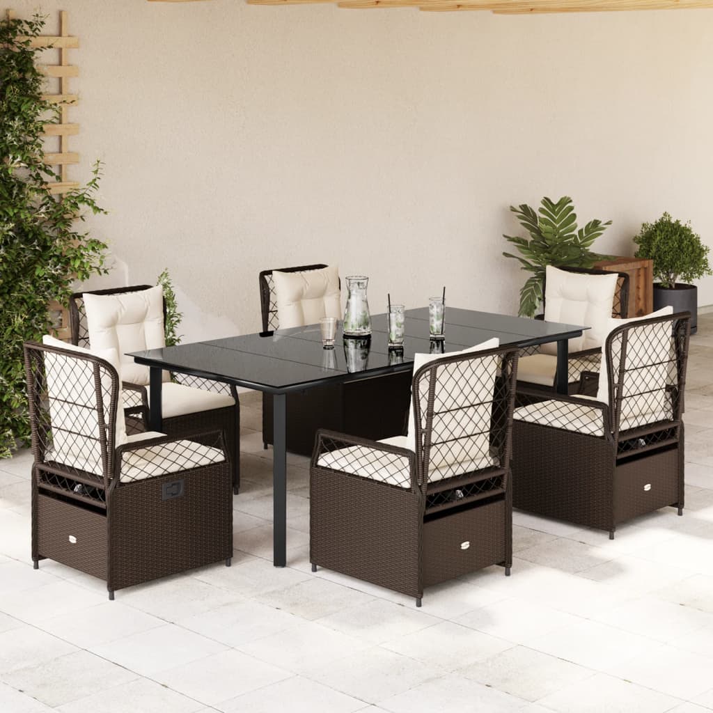 vidaXL 3-delige Tuinset met kussens poly rattan zwart