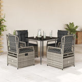 vidaXL 3-delige Tuinset met kussens poly rattan zwart