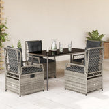 vidaXL 3-delige Tuinset met kussens poly rattan zwart
