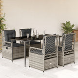 vidaXL 3-delige Tuinset met kussens poly rattan zwart