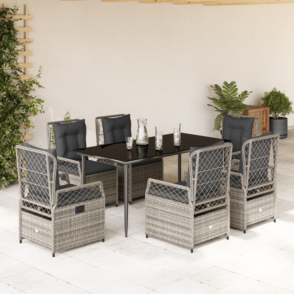 vidaXL 3-delige Tuinset met kussens poly rattan zwart