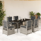 vidaXL 3-delige Tuinset met kussens poly rattan zwart
