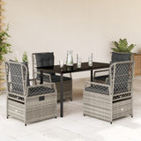 vidaXL 3-delige Tuinset met kussens poly rattan zwart