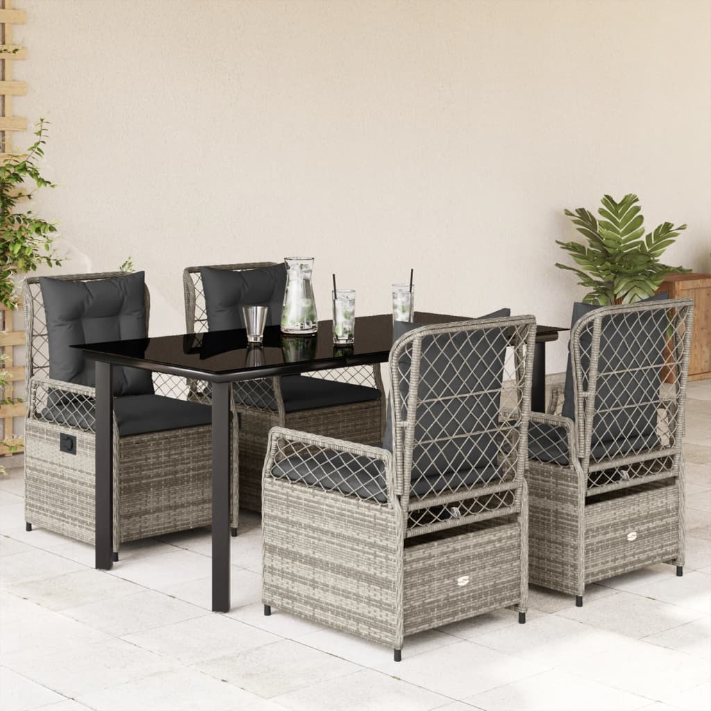 vidaXL 3-delige Tuinset met kussens poly rattan zwart