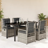 vidaXL 3-delige Tuinset met kussens poly rattan zwart