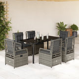 vidaXL 3-delige Tuinset met kussens poly rattan zwart