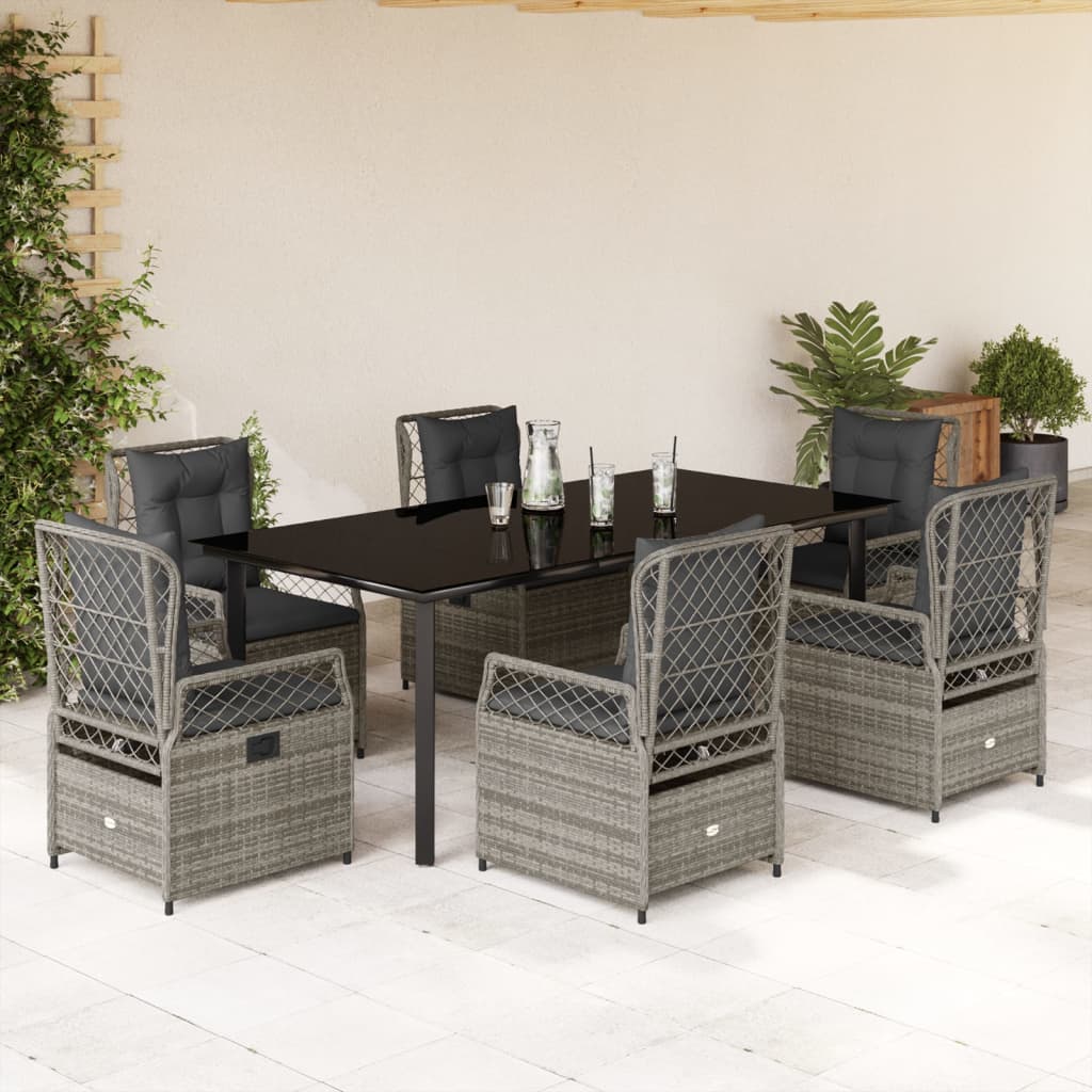 vidaXL 3-delige Tuinset met kussens poly rattan zwart