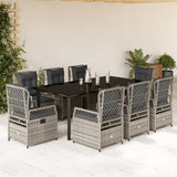 vidaXL 3-delige Tuinset met kussens poly rattan zwart